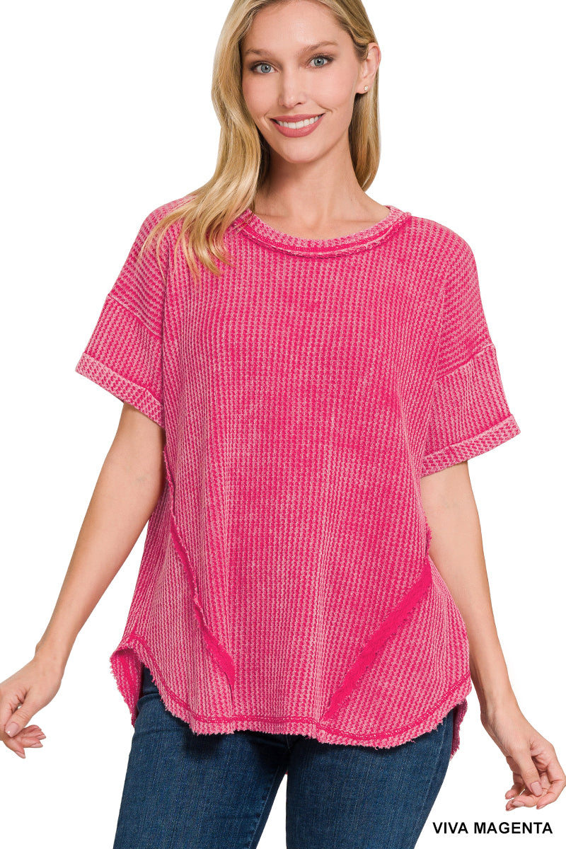 Waffle Knit Short Sleeve Top