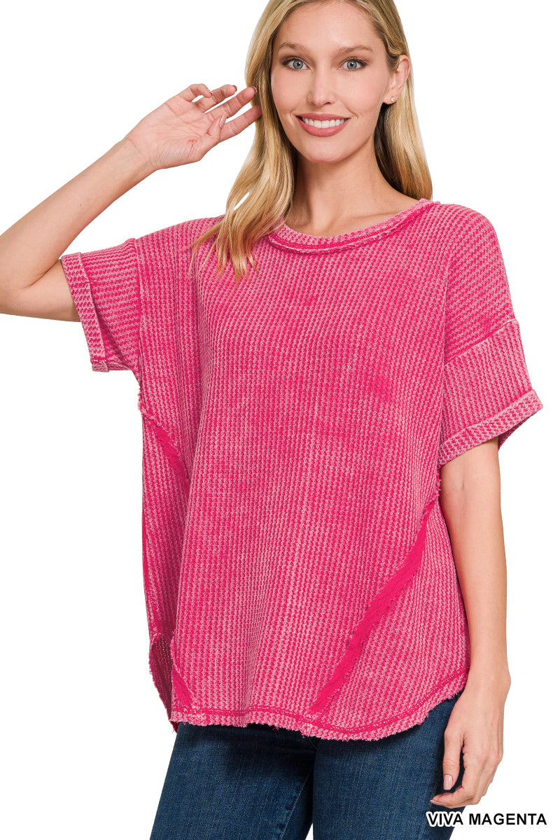 Waffle Knit Short Sleeve Top