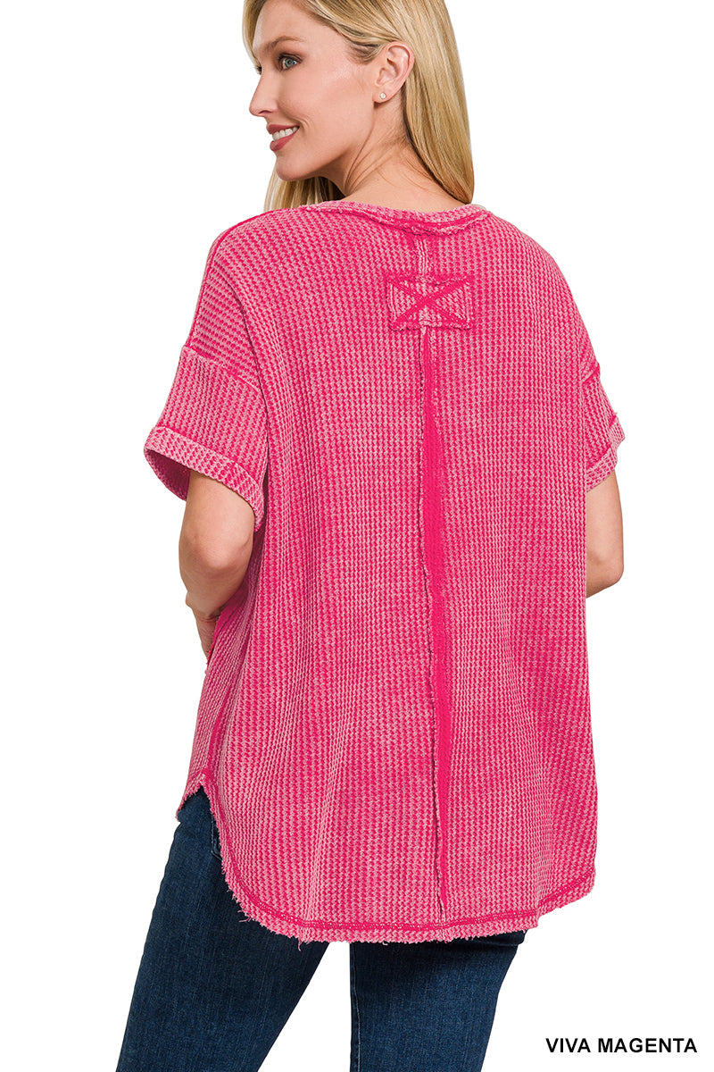 Waffle Knit Short Sleeve Top