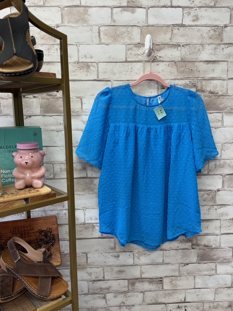 Bright Days Swiss Dot Blouse – Royal Blue