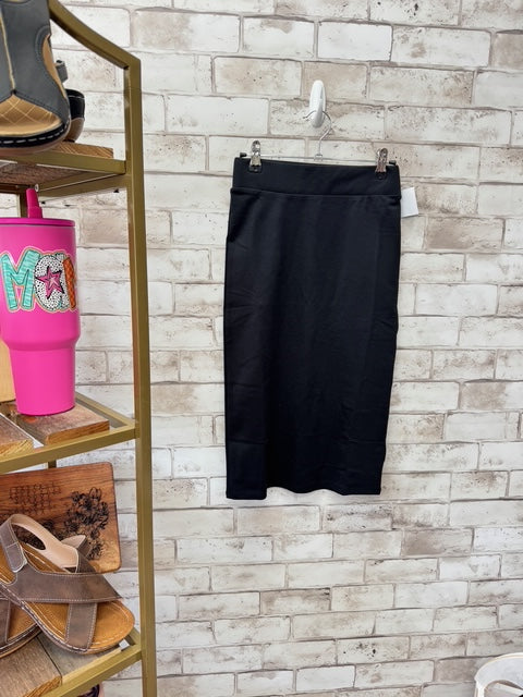 Black High-Waisted Midi Skirt