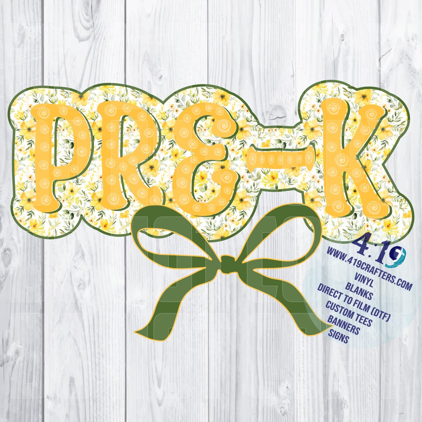 Back to School Yellow/Green Floral Pre-K DTF PRINT