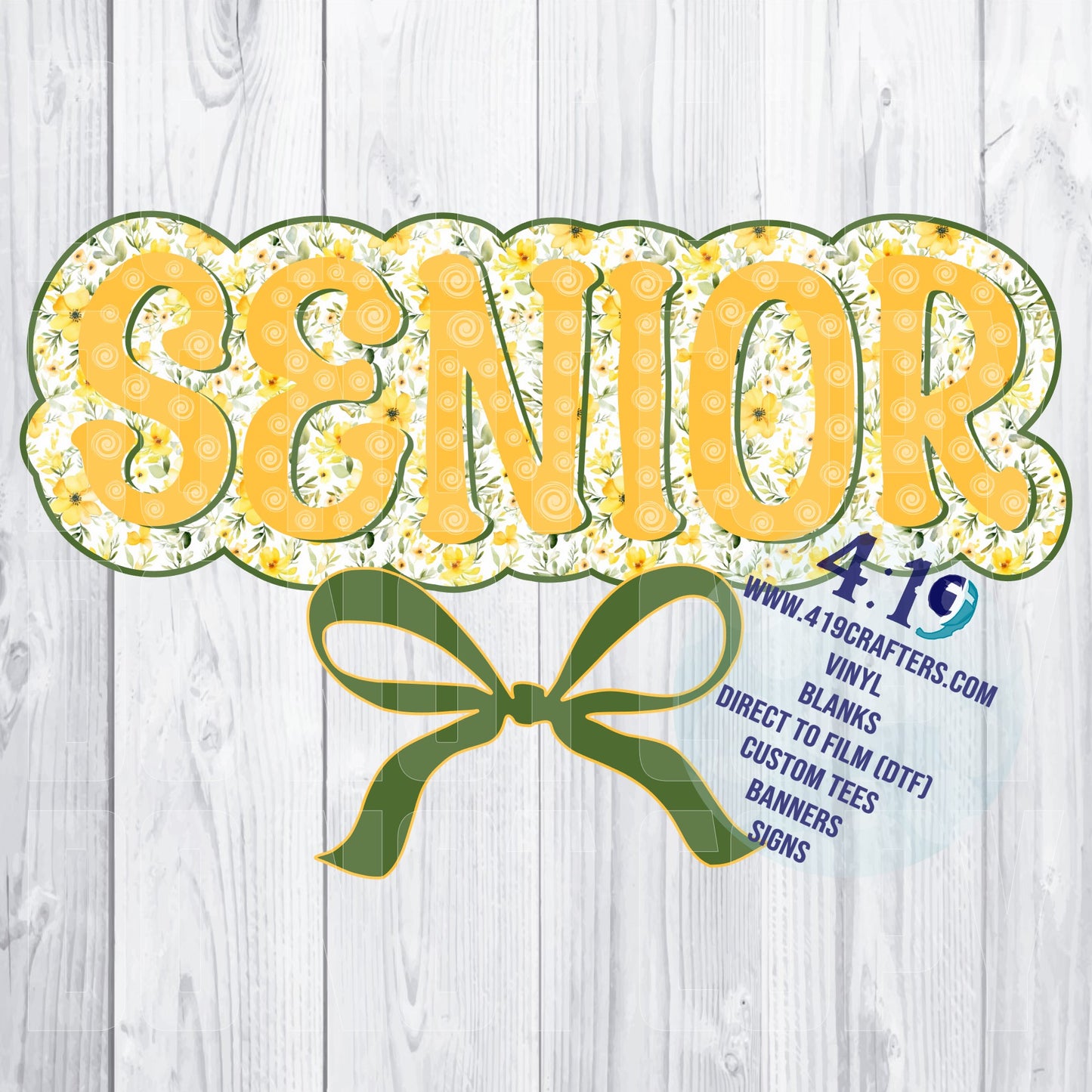 Back to School Yellow/Green Floral Senior DTF PRINT