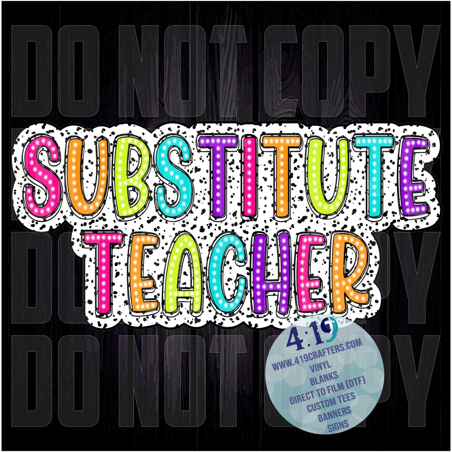 DIGITAL FILE - Dalmatian Doodle Words- Substitute Teacher