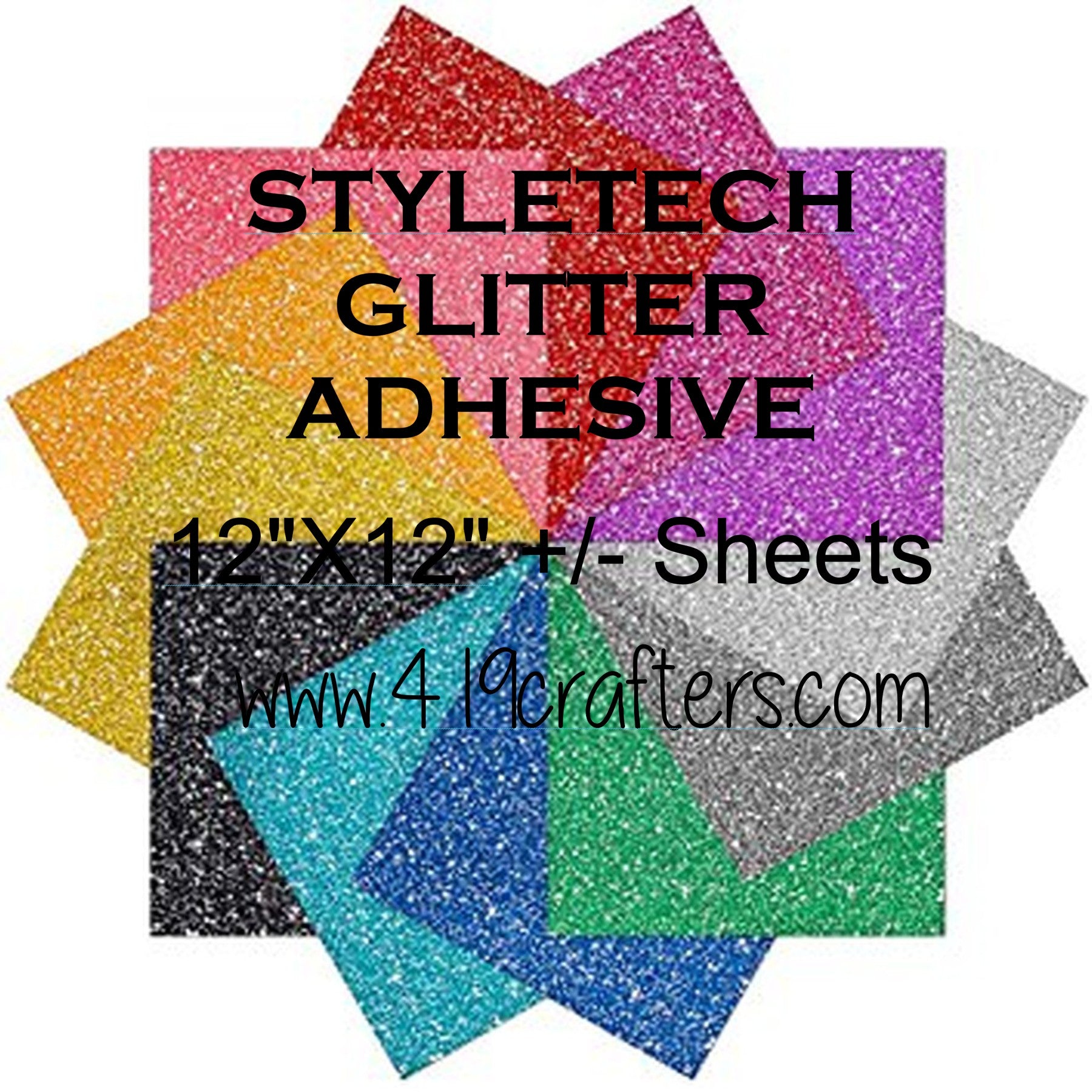Styletech Ultra Glitter Vinyl Sheets 12x12, Glitter Vinyl Sheets, Sparkly  Vinyl, Shimmering Vinyl, Permanent Adhesive, Permanent Vinyl 