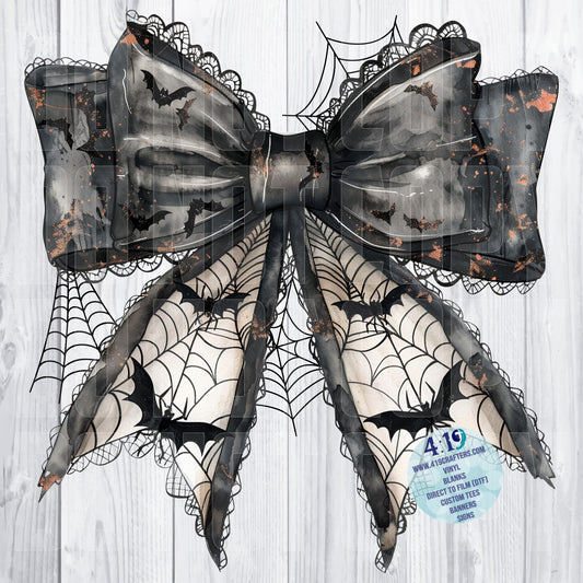 DIGITAL FILE - Black and White Halloween Coquette Bow 1