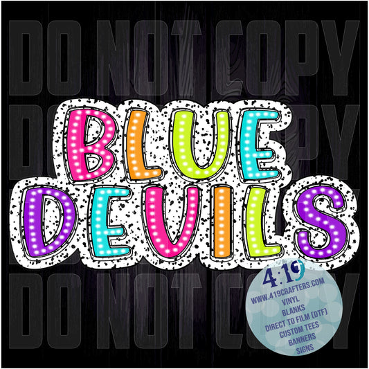 DIGITAL FILE - Dalmatian Doodle Words- Blue Devils