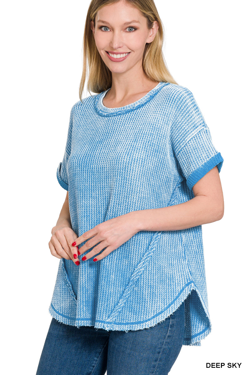 Waffle Knit Short Sleeve Top