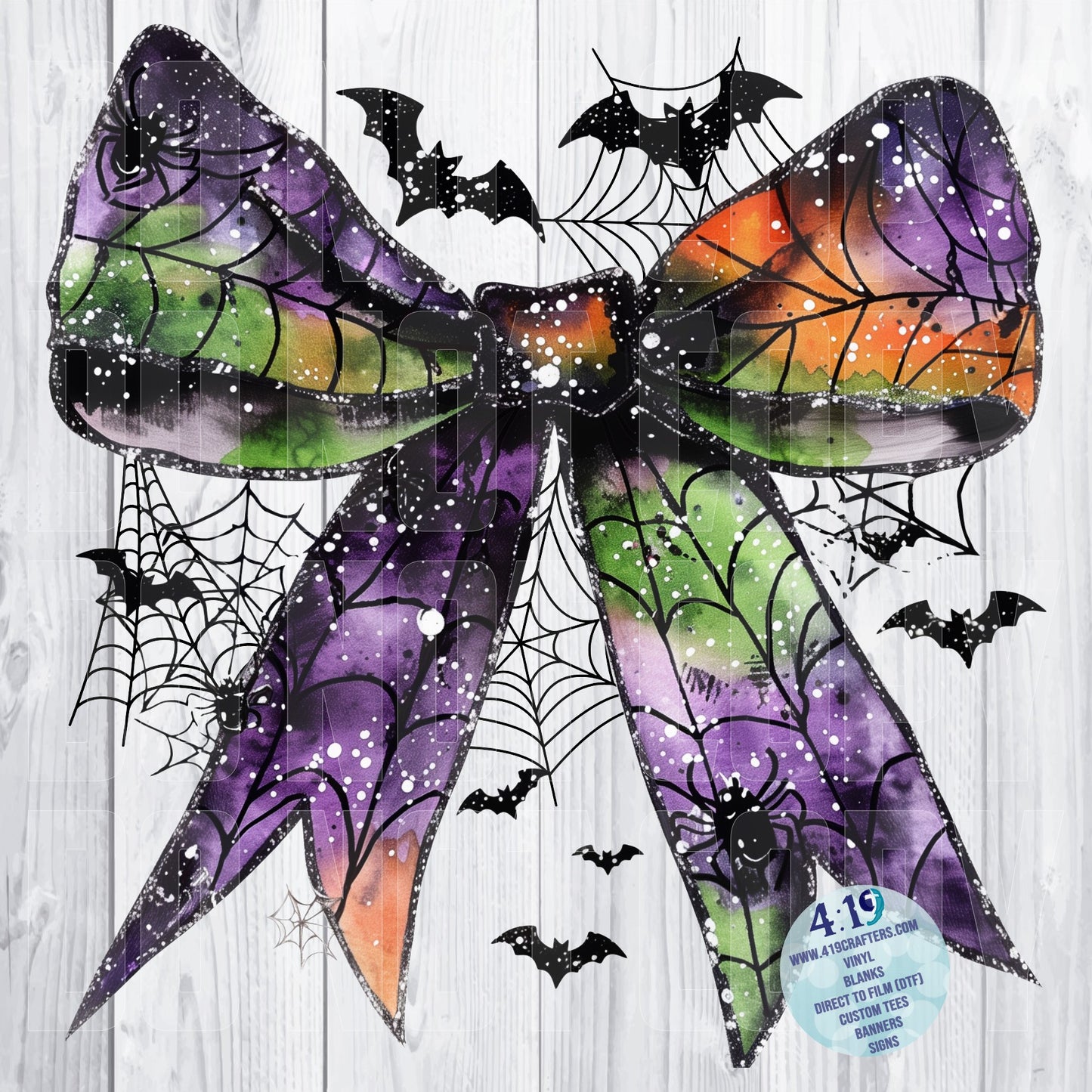 DIGITAL FILE - Green, Orange, and Purple Halloween Coquette Bow 3