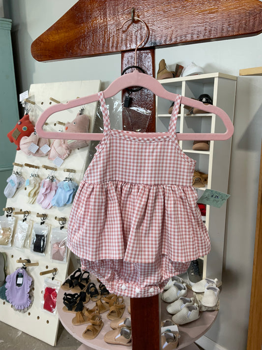 Pink Gingham Romper