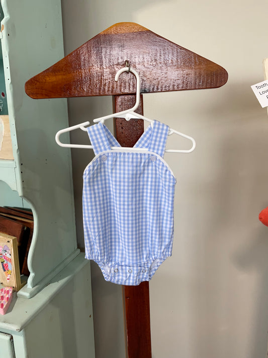 blue gingham romper