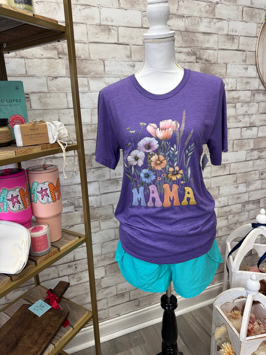 Floral "MAMA" graphic Tee