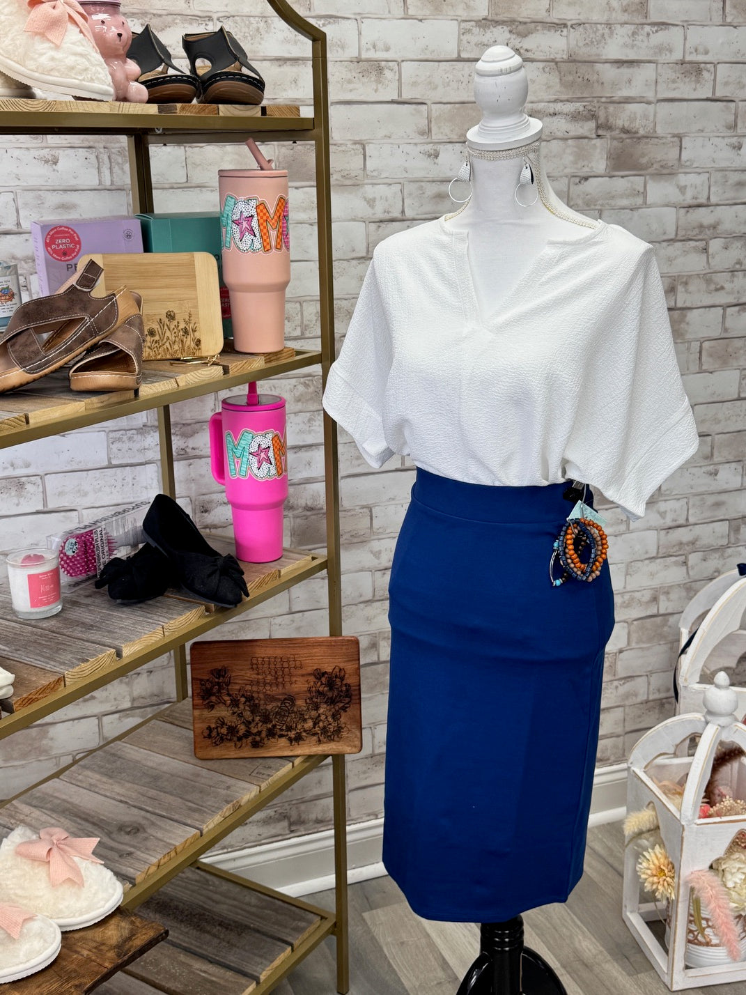 Black High-Waisted Midi Skirt