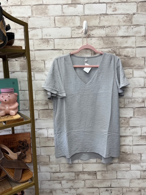 Ruffle Sleeve V-Neck Top