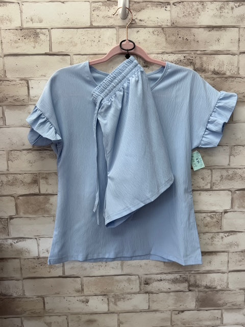 Ruffle Sleeve Short Set – Light Blue
