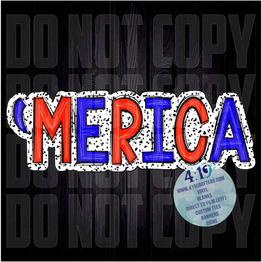 DIGITAL FILE - Dalmatian Doodle Words- Merica