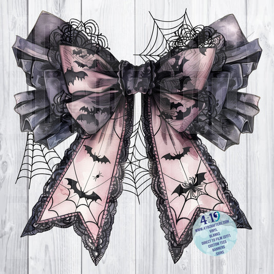 Pink and Black Halloween Coquette Bow