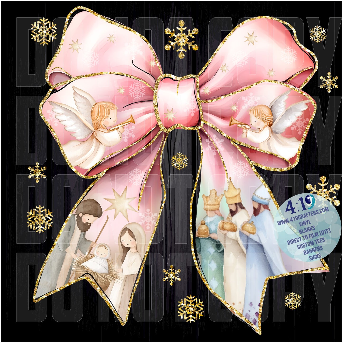 Pink Bow Nativity