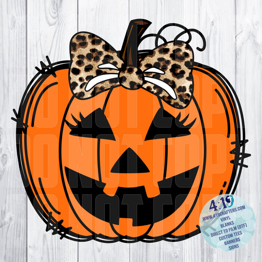 Halloween Pumpkin with Cheeta Bow