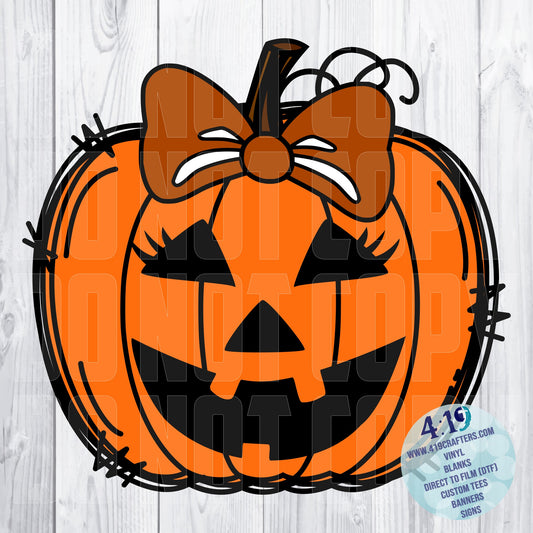 Halloween Pumpkin with Orange Bow