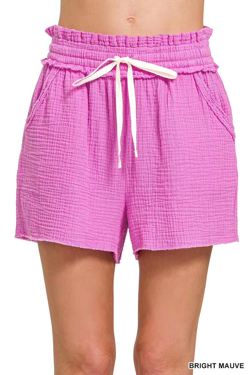 Textured Cotton Shorts