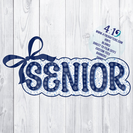 Back to School Blue/White Floral Senior DTF PRINT