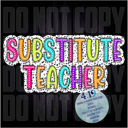 DIGITAL FILE - Dalmatian Doodle Words- Substitute Teacher