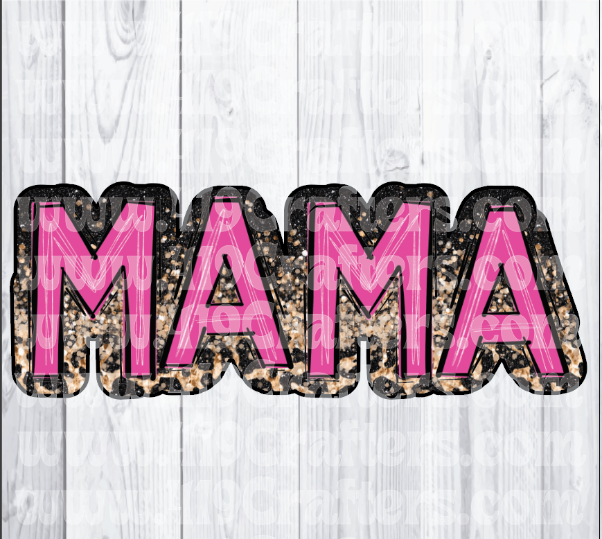 MAMA WORD ART BLACK LEOPARD WITH PINK – 4:19 Crafters