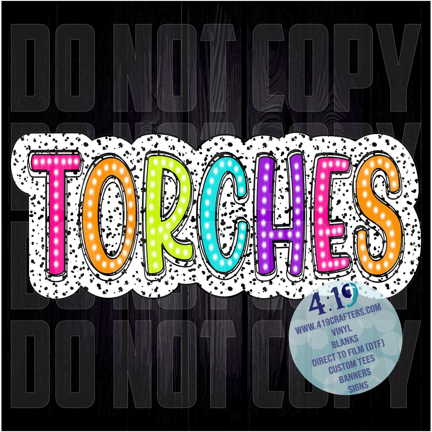 DIGITAL FILE - Dalmatian Doodle Words- Torches