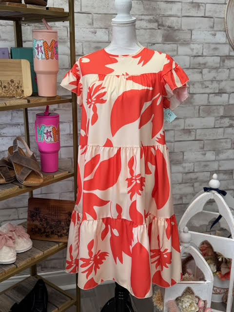 Bold Tropical Tiered Dress