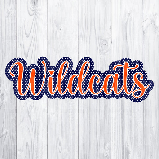 Polka Dot Wildcats (Orange and Navy) DTF PRINT