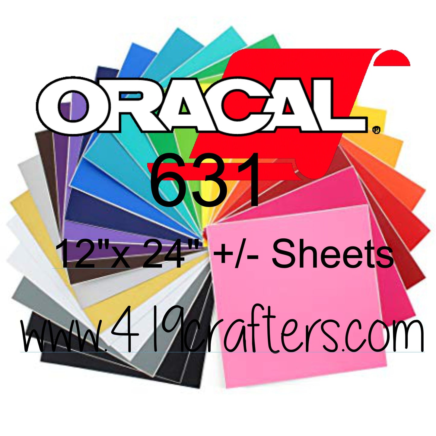 Oracal 631 Adhesive REMOVABLE Craft Vinyl Standard Colors 12"x24" +/-