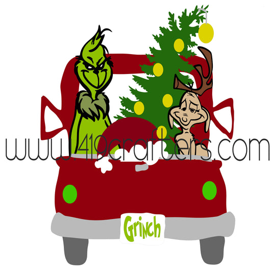 White Toner Laser Print - Grinch and Max Christmas Truck