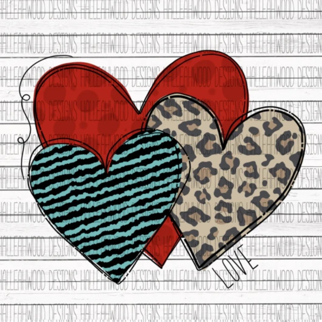 White Toner Laser Print  - Hearts Love Leopard