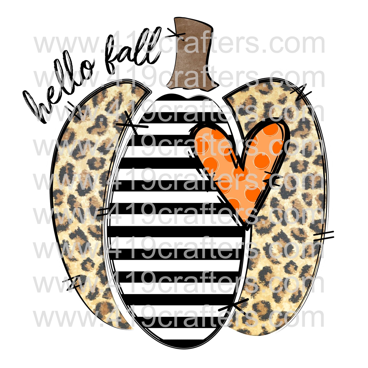 Sublimation Print - Hello Fall Stripe and Leopard Pumpkin