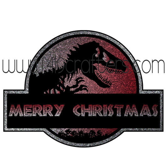 White Toner Laser Print - Jurassic Christmas