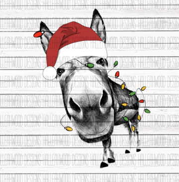 White Toner Laser Print - Christmas Donkey