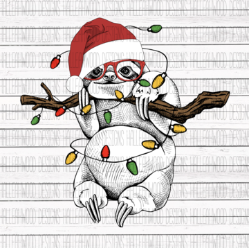 White Toner Laser Print - Christmas Sloth