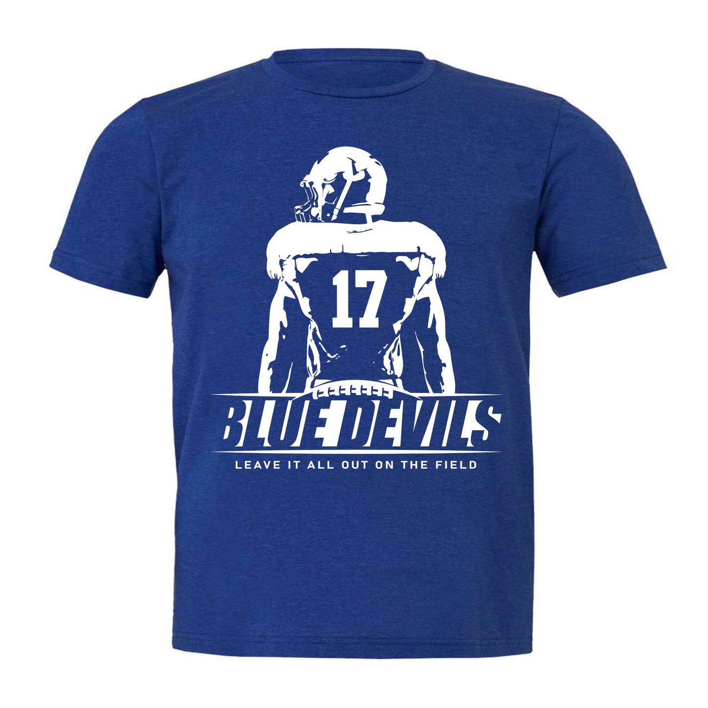 BLUE DEVIL FOOTBALL PLAYER CUSTOM WITH NUMBER