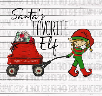 White Toner Laser Print - Santa's Favorite Elf