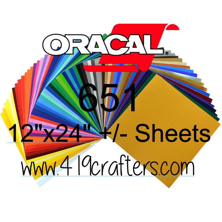 Oracal 651 Adhesive PERMANENT Craft Vinyl Standard Colors 12"x24" +/-