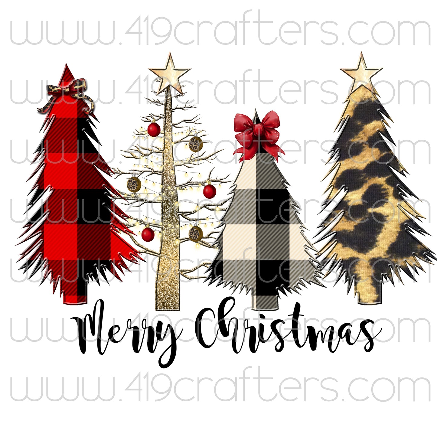 White Toner Laser Print - Wild Christmas Trees